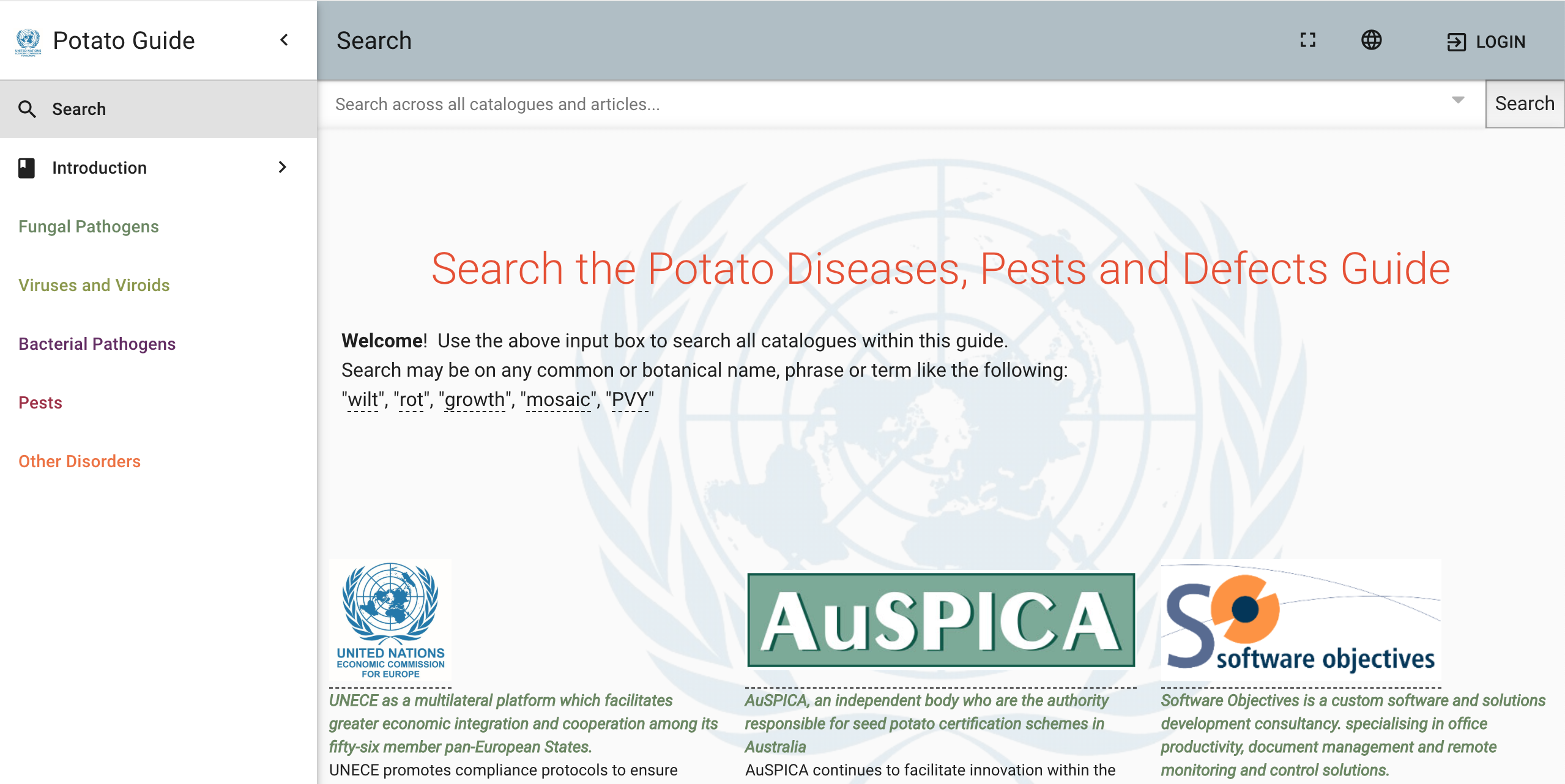 UNECE Potato Pest, Disease and Disorder Online App